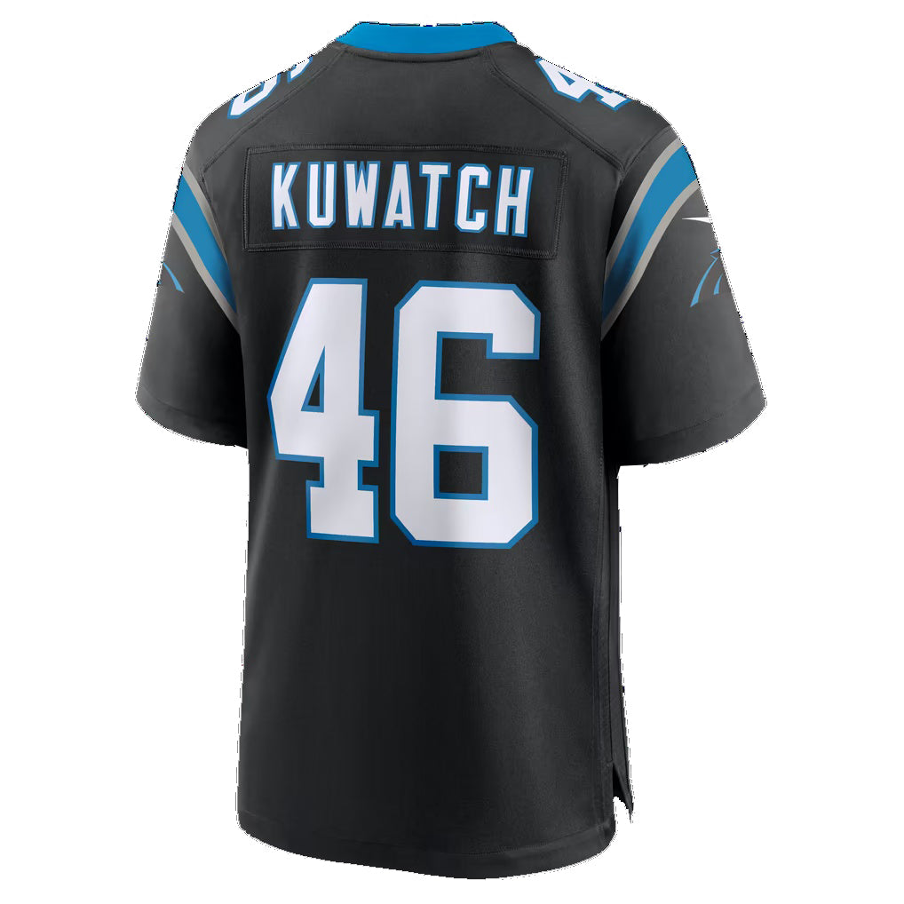 C.Panthers #46 Jackson Kuwatch Black Team Game Football jersey Thaam