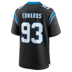 C.Panthers #93 TeRah Edwards Black Team Game Football jersey Thaam