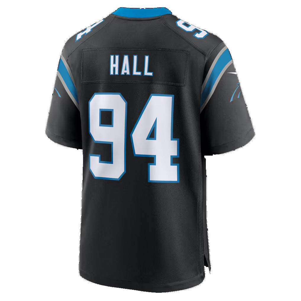C.Panthers #94 Aaron Hall Black Team Game Football jersey Thaam
