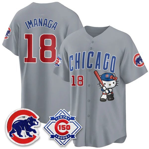 Chicago Cubs #18 Sh¨­ta Imanaga Gray Thaam Meow KT All Stitched Jersey