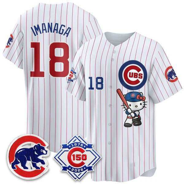 Chicago Cubs #18 Sh¨­ta Imanaga Pinstripe Pink Thaam Meow KT All Stitched Jersey