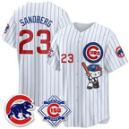 Chicago Cubs #23 Ryne Sandberg Pinstripe White Thaam Meow KT All Stitched Jersey