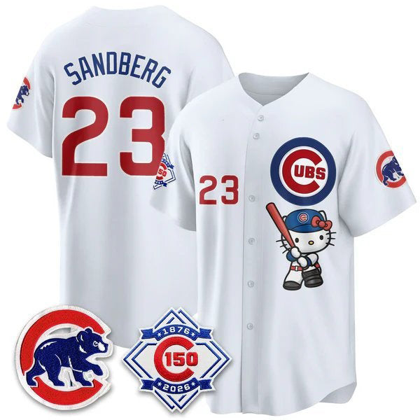 Chicago Cubs #23 Ryne Sandberg White Thaam Meow KT All Stitched Jersey