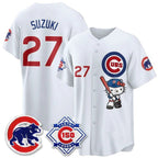 Chicago Cubs #27 Seiya Suzuki White Thaam Meow KT All Stitched Jersey