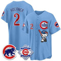 Chicago Cubs #2 Nico Hoerner Blue Thaam Meow KT All Stitched Jersey