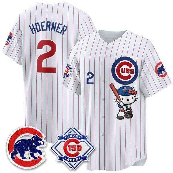 Chicago Cubs #2 Nico Hoerner Pinstripe Pink Thaam Meow KT All Stitched Jersey