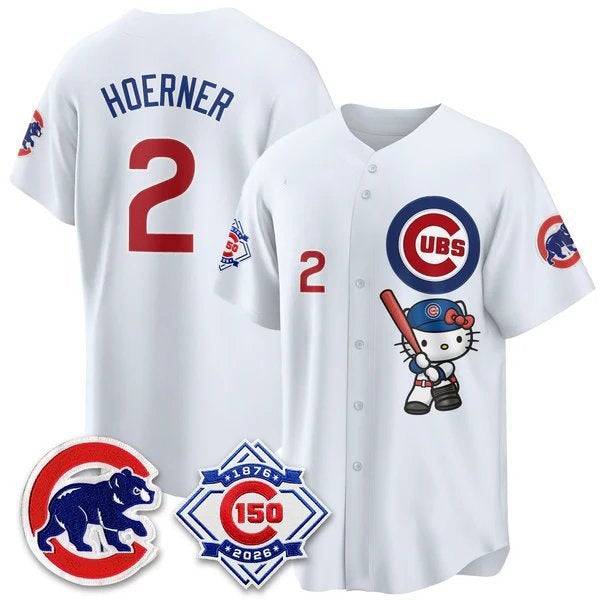 Chicago Cubs #2 Nico Hoerner White Thaam Meow KT All Stitched Jersey