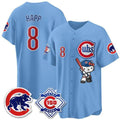 Chicago Cubs #8 Ian Happ Blue Thaam Meow KT All Stitched Jersey
