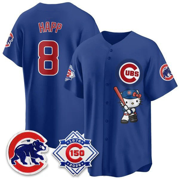 Chicago Cubs #8 Ian Happ Navy Thaam Meow KT All Stitched Jersey