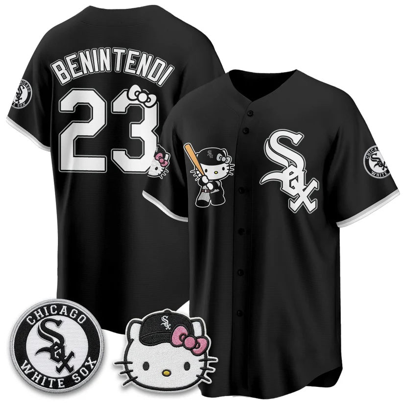 Chicago White Sox #23 Andrew Benintendi Black Thaam Meow KT Vapor Stitched Jersey