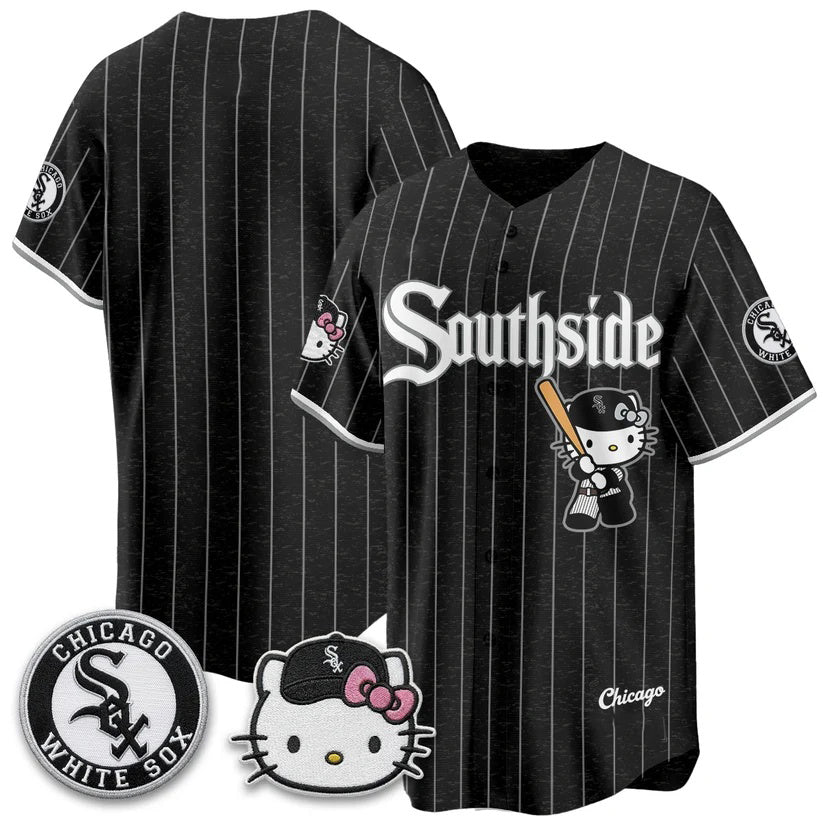 Chicago White Sox Pinstripe Black Thaam Meow KT Vapor Stitched Jersey