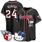 Cleveland Guardians #24 Chase DeLauter Black Thaam Meow KT Vapor Stitched Jersey