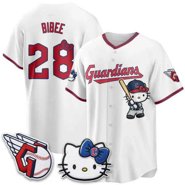 Cleveland Guardians #28 Tanner Bibee White Thaam Meow KT Vapor Stitched Jersey