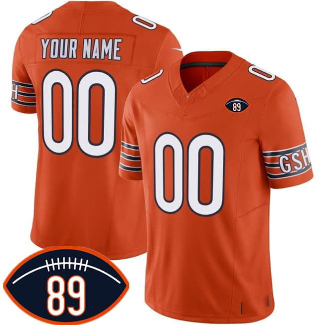 Custom C.Bears Active Player Orange 2026 With Mike Ditka 89 Patch F.U.S.E. Vapor Untouchable Limited Stitched Jersey THAAM