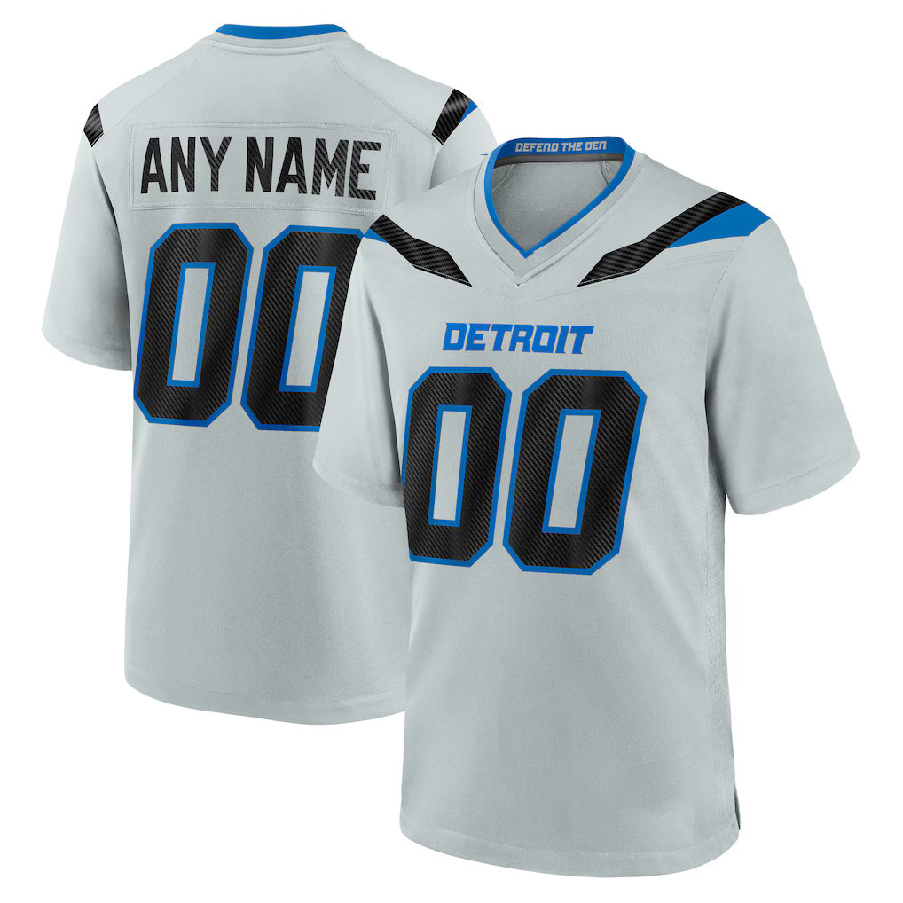 Custom D.Lions Silver 2026 Rivalries Collection Game Jersey Thaam