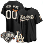 Custom Los Angeles Dodgers Black Halloween 2026 Baseball jersey Thaam