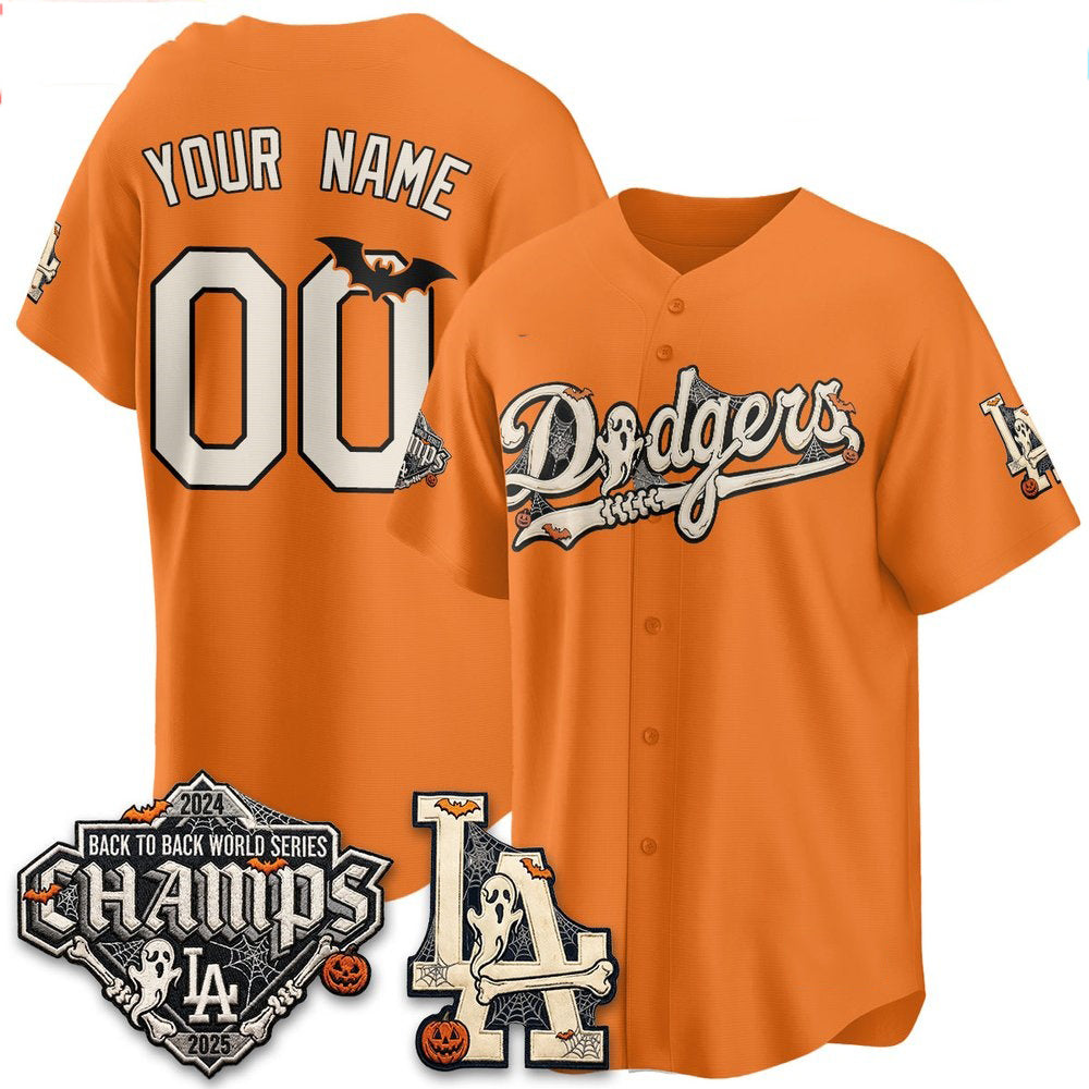 Custom Los Angeles Dodgers Orange Halloween 2026 Baseball jersey Thaam