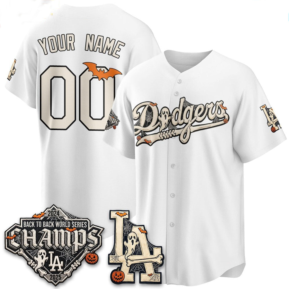 Custom Los Angeles Dodgers White Halloween 2026 Baseball jersey Thaam