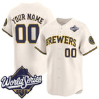 Custom Milwaukee Brewers ACTIVE PLAYER Cream 2026 World Series Limited Stitched Jersey THAAM