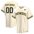Custom Milwaukee Brewers Cream 2026 World Series Patch Home Replica Jersey THAAM