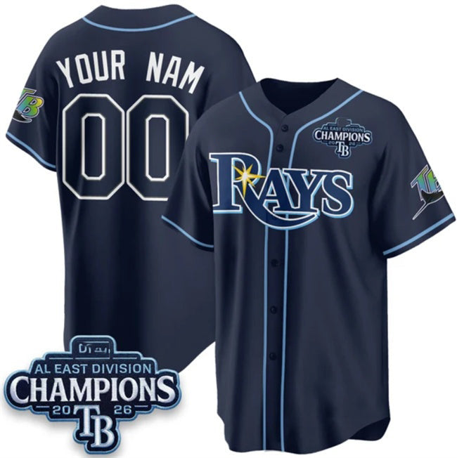Custom Tampa Bay Rays ACTIVE PLAYER Navy 2026 AL East Champions Patch Limited Stitched Jersey THAAM