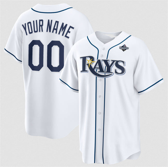 Custom Tampa Bay Rays Active Player White 2026 World Series Home Cool Stitched Jersey THAAM