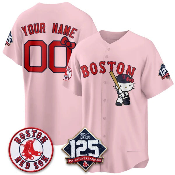 Custom Boston Red Sox Pink Thaam Meow KT Vapor Limited Stitched Jersey
