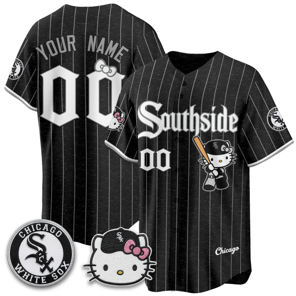Custom Chicago White Sox Pinstripe Black Thaam Meow KT Vapor Stitched Jersey
