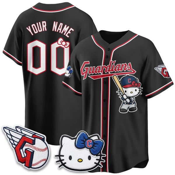 Custom Cleveland Guardians Black Thaam Meow KT Vapor Stitched Jersey