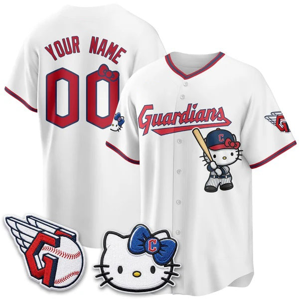 Custom Cleveland Guardians White Thaam Meow KT Vapor Stitched Jersey