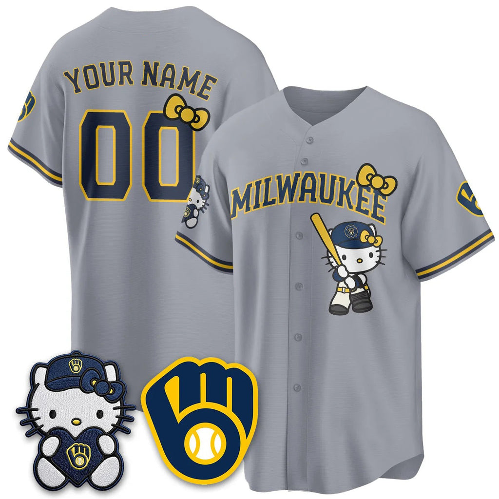 Custom Milwaukee Brewers Gray Thaam Meow KT Night Vapor Limited All Stitched Jersey