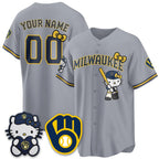 Custom Milwaukee Brewers Gray Thaam Meow KT Night Vapor Limited All Stitched Jersey