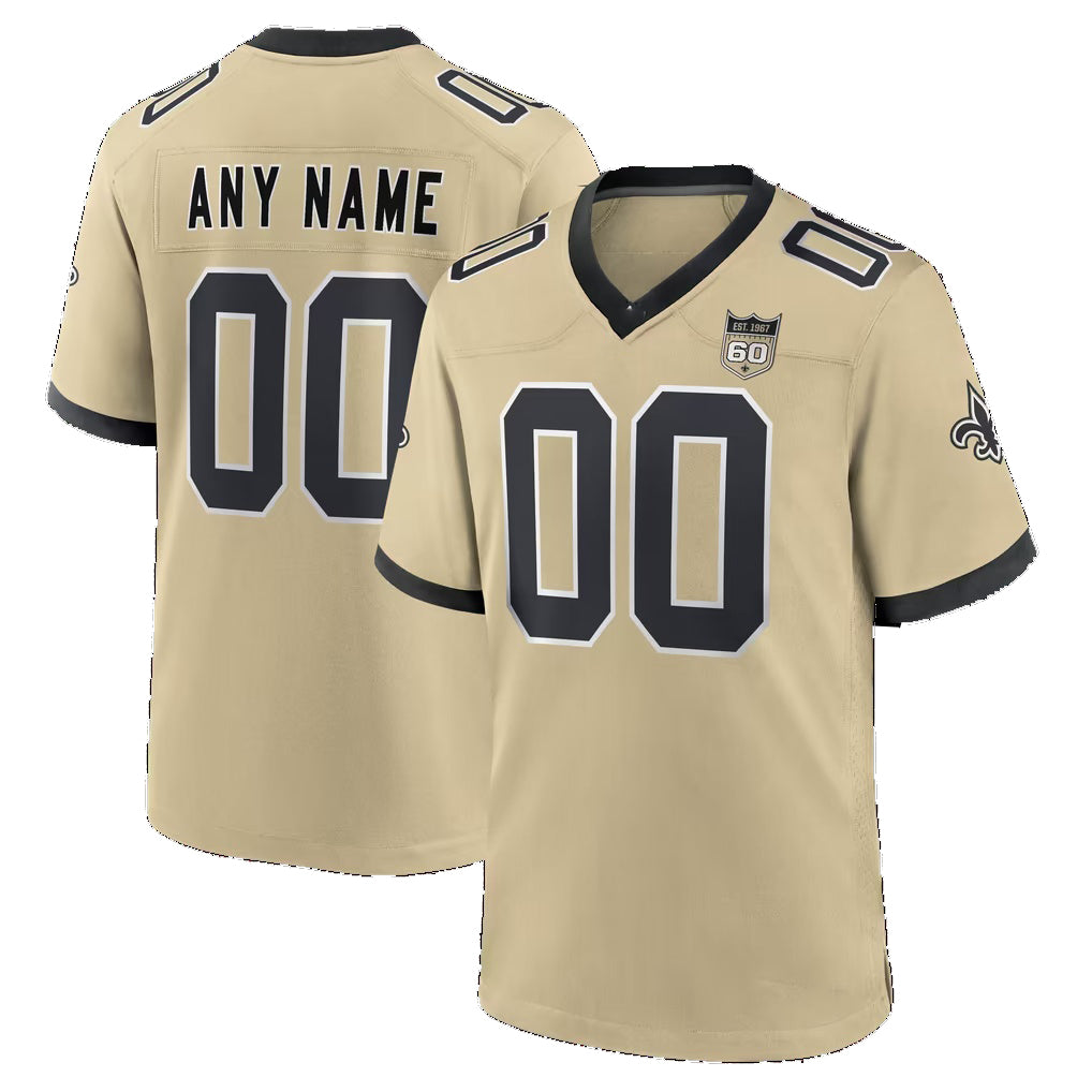 Custom NO.Saints Gold Thaam Alternate 60th Season Game Jersey