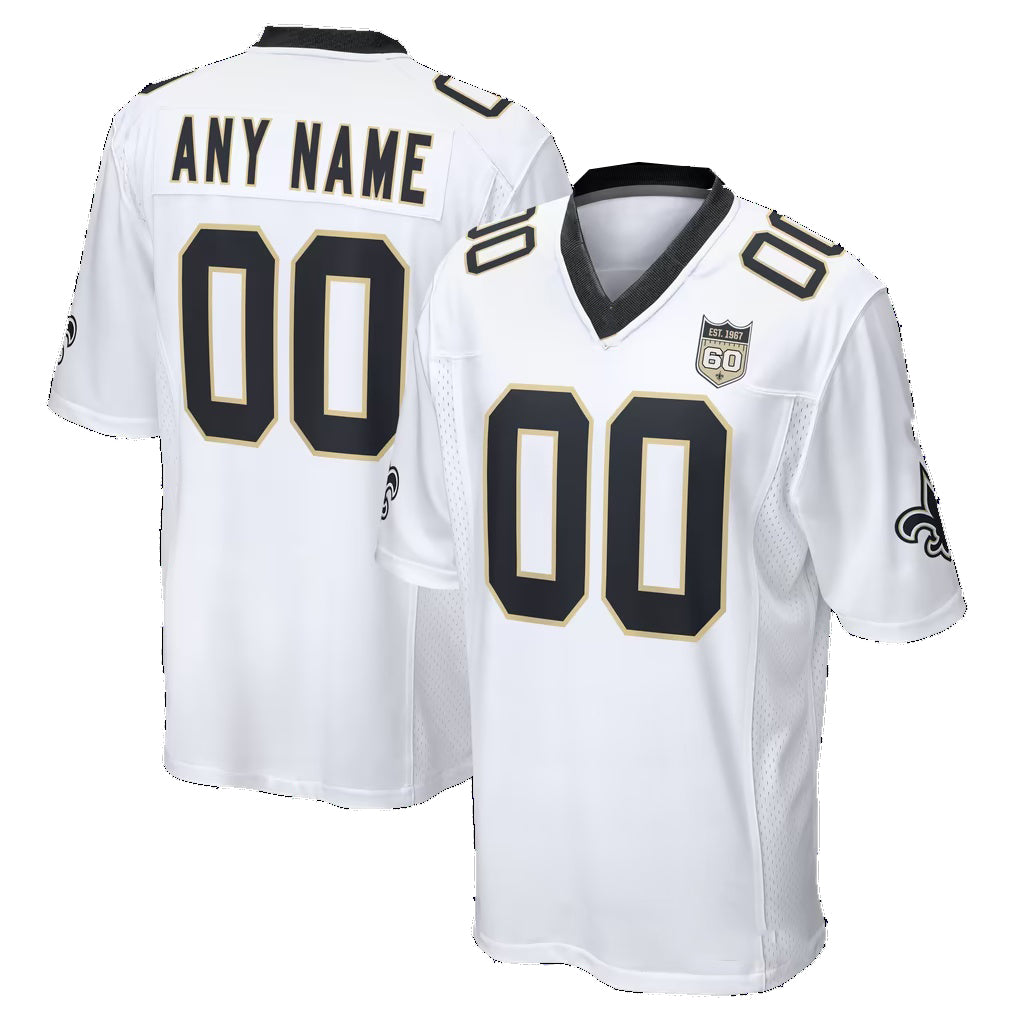 Custom NO.Saints White Thaam 60th Season Game Jersey