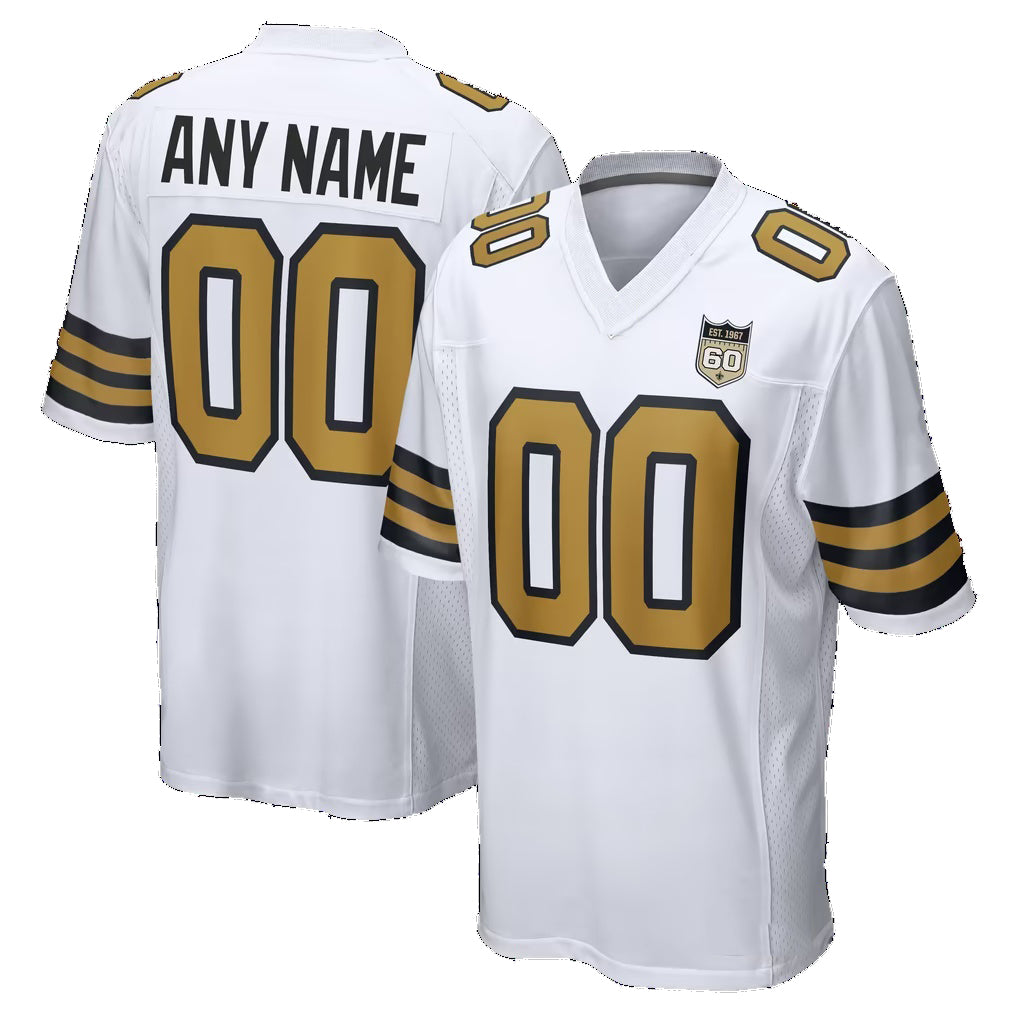 Custom NO.Saints White Thaam Alternate 60th Season Game Jersey