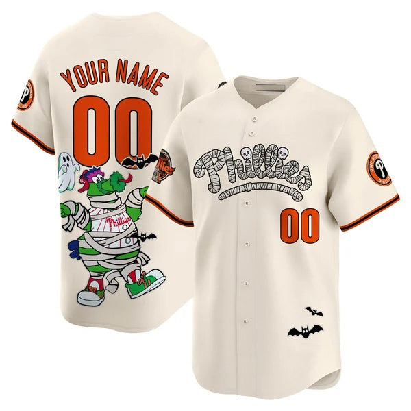 Custom Philadelphia Phillies Cream Thaam Phanatic Halloween Vapor Limited Printed Jersey