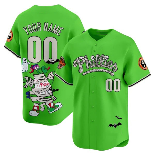 Custom Philadelphia Phillies Green Thaam Phanatic Halloween Vapor Limited Printed Jersey