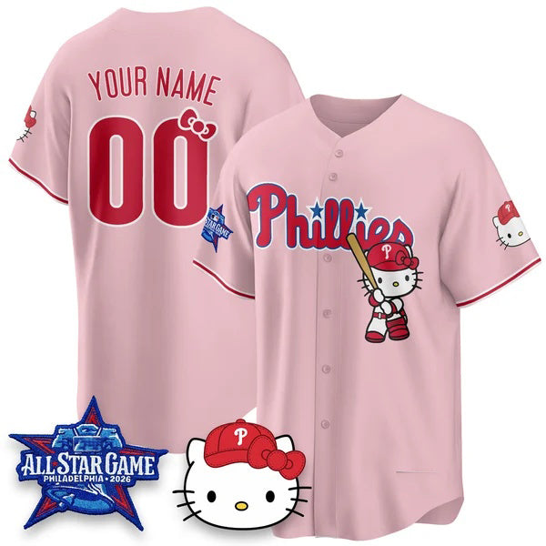 Custom Philadelphia Phillies Pink Thaam Meow KT Vapor Limited V2 Stitched Jersey