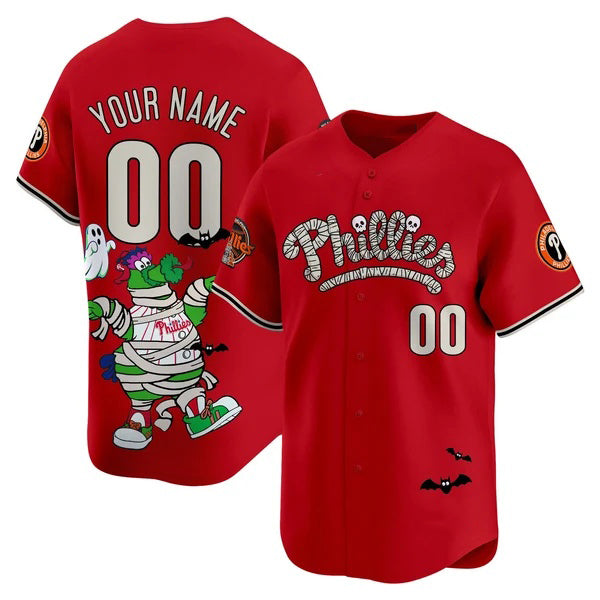 Custom Philadelphia Phillies Red Thaam Phanatic Halloween Vapor Limited Printed Jersey
