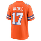 D.Broncos #17 Jaylen Waddle Orange Alternate Mile High Collection 1977 Throwback Game Jersey THAAM