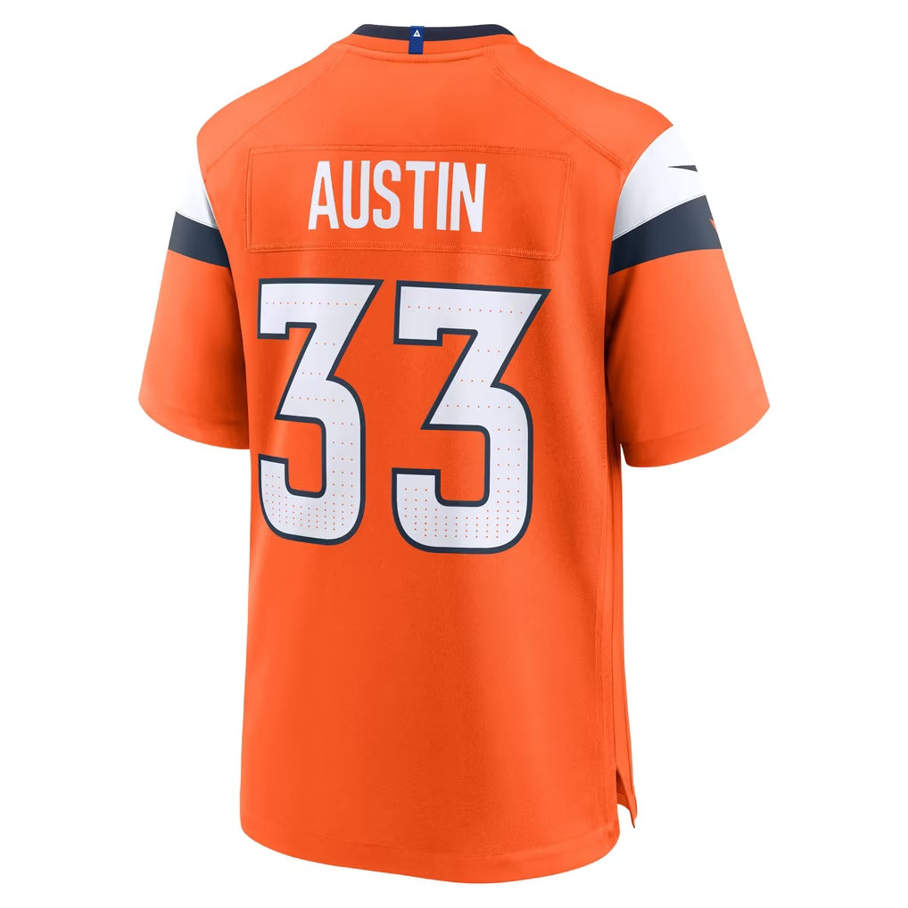 D.Broncos #33 Brent Austin Orange Team Game Football jersey Thaam