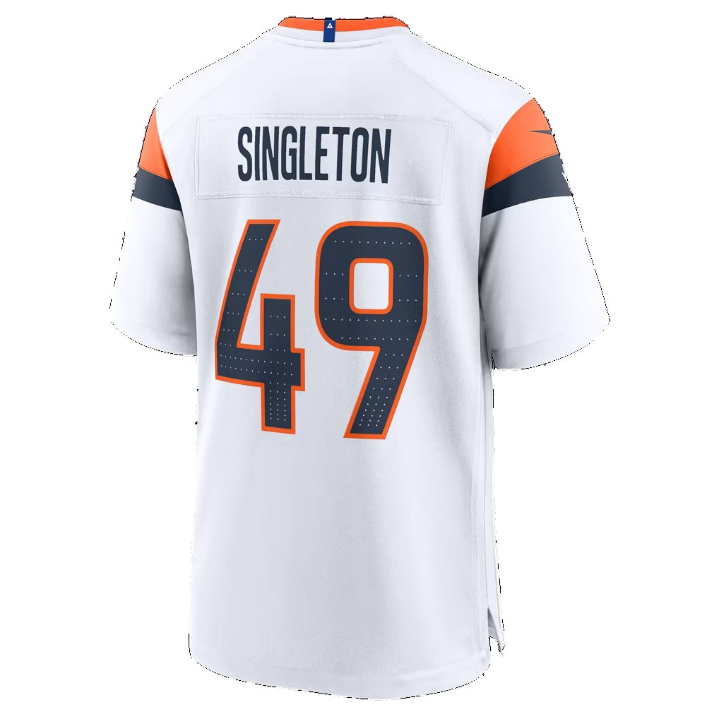 D.Broncos #49 Alex Singleton White Thaam Game Player Jersey