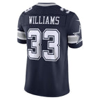 D.Cowboys #33 Javonte Williams Navy Team Vapor F.U.S.E. Stitched Limited Jersey THAAM