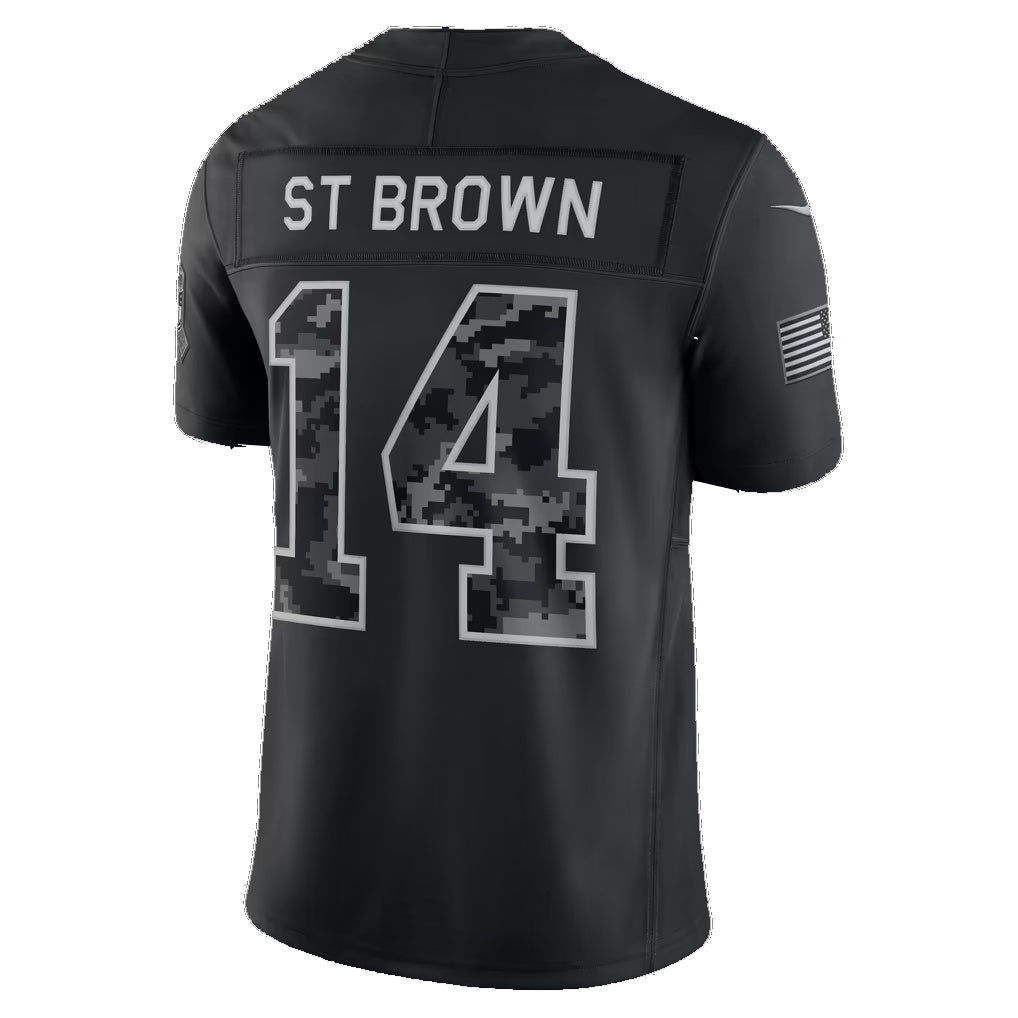 D.Lions #14 Amon-Ra St. Brown Black 2026 Salute to Service Stitched Limited Football jersey Thaam