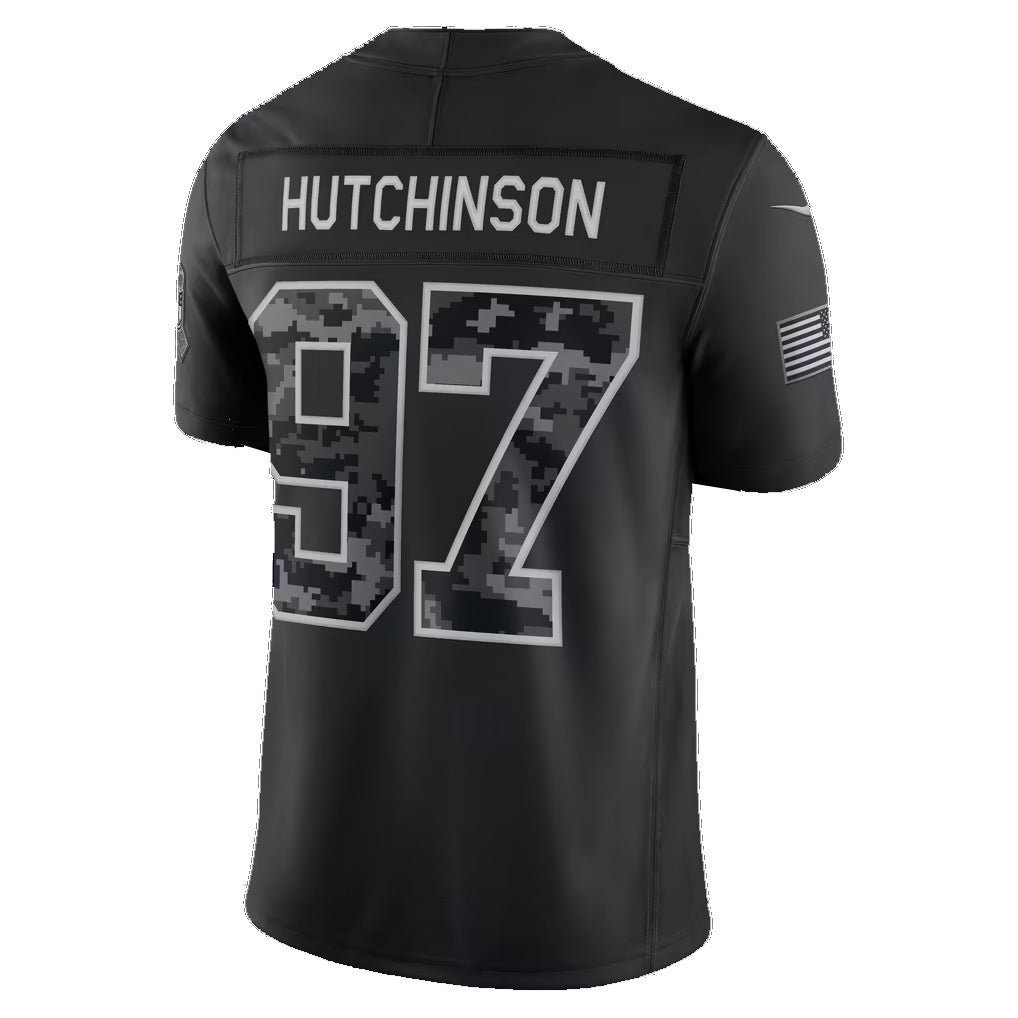 D.Lions #97 Aidan Hutchinson Black 2026 Salute to Service Stitched Limited Football jersey Thaam