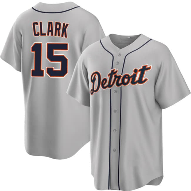 Detroit Tigers #15 Max Clark Gray 2026 Road Stitched Jersey THAAM