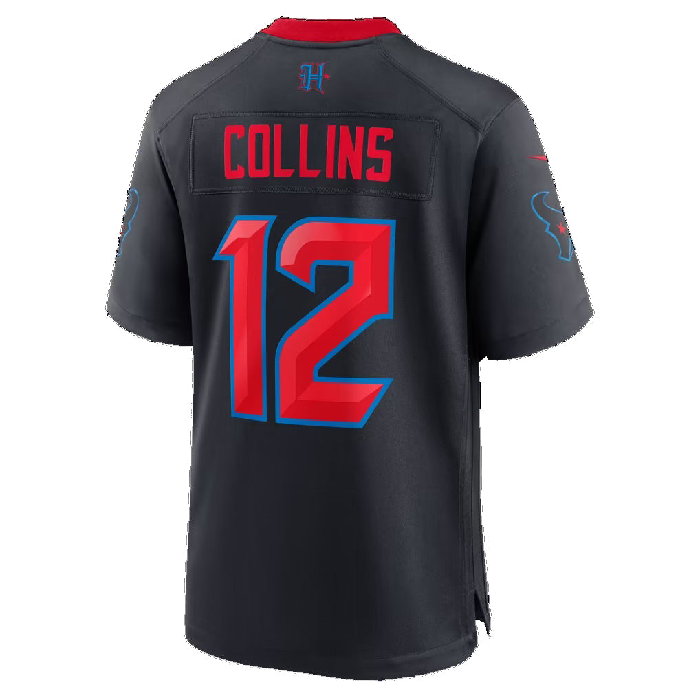 H.Texans #12 Nico Collins Navy Alternate 2 25th Season Game Football jersey Thaam