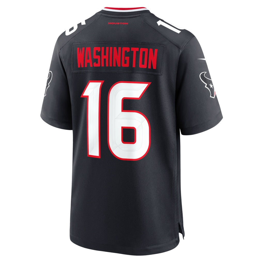H.Texans #16 Montrell Washington Navy Team Game Jersey Thaam