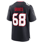 H.Texans #68 Aaron Graves Navy Team Game Jersey THAAM
