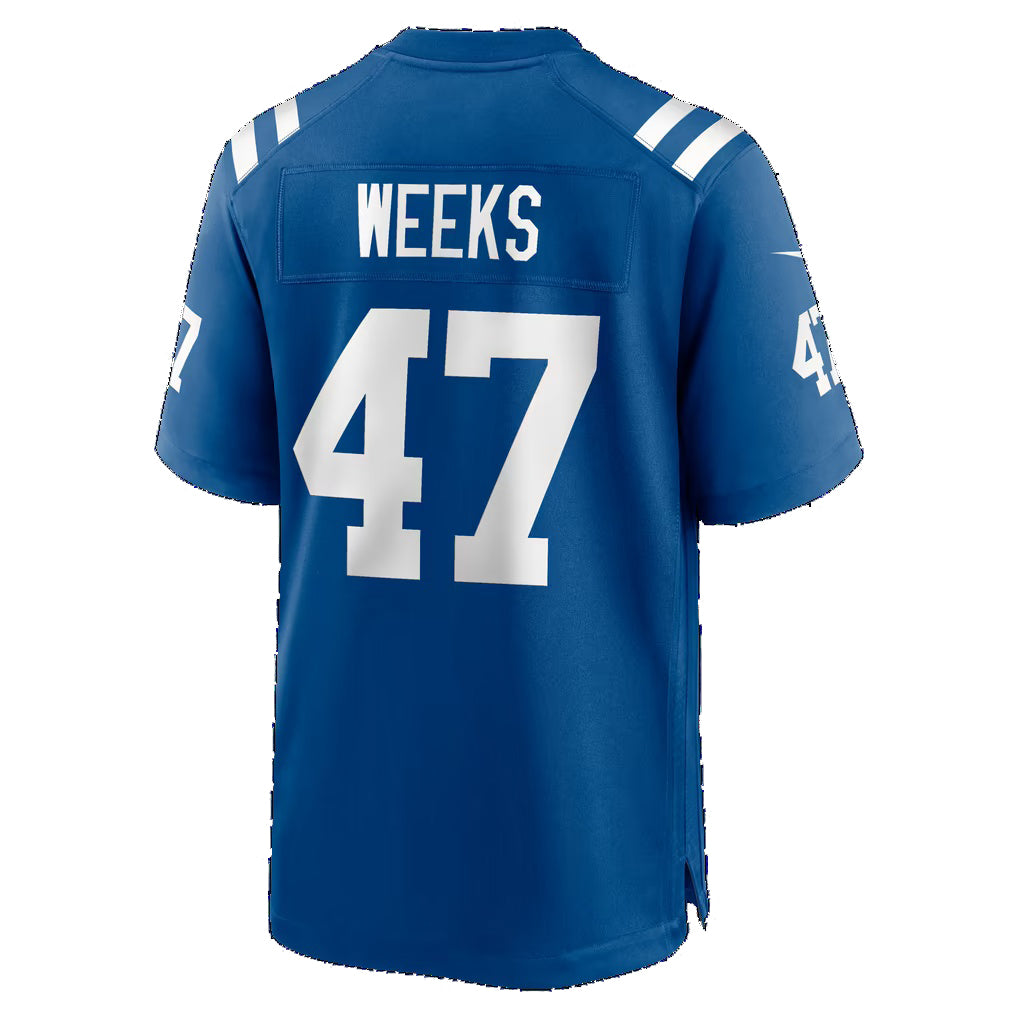 IN.Colts #47 West Weeks Royal Team Game Football jersey Thaam